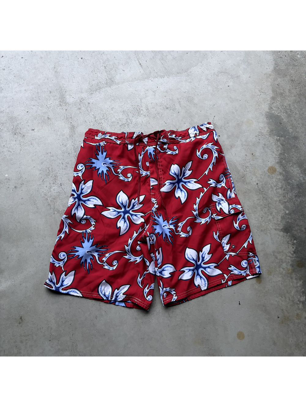 Iguana Red Floral Swim Shorts with Mesh Lining
